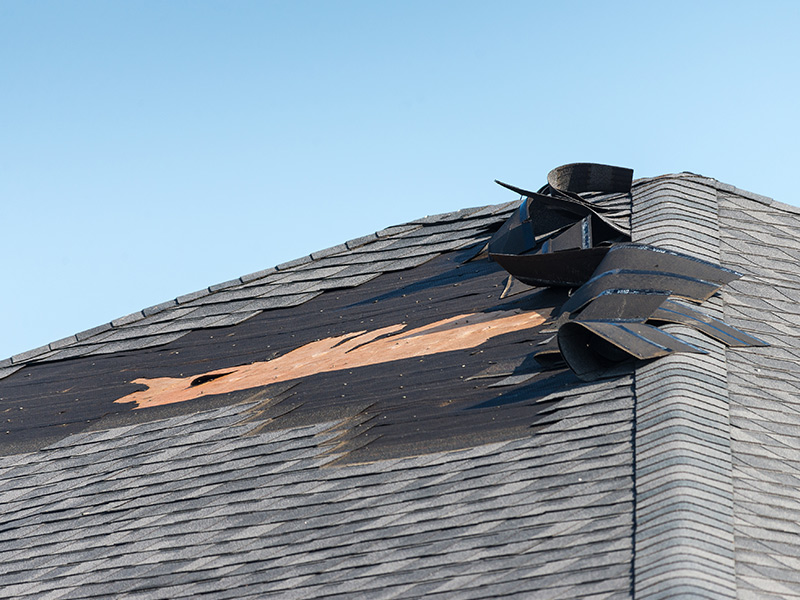 asphalt shingles roof at house close up damaged after storm statesville nc
