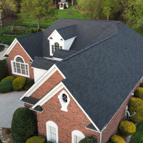 luxury residential property aerial view with asphalt shingles roof installation statesville nc
